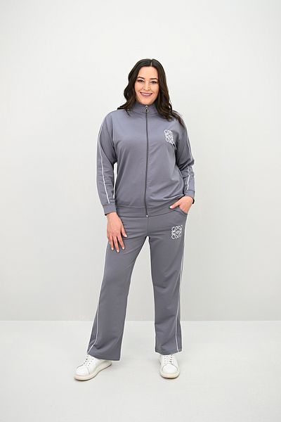 Koza Butik Дамски спортен костюм с бродерия и цип, големи размери, 8152-25-1