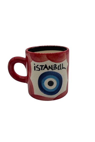 MEVLANA BAZAAR كوب صغير مزخرف بعين الشر باللون الأحمر