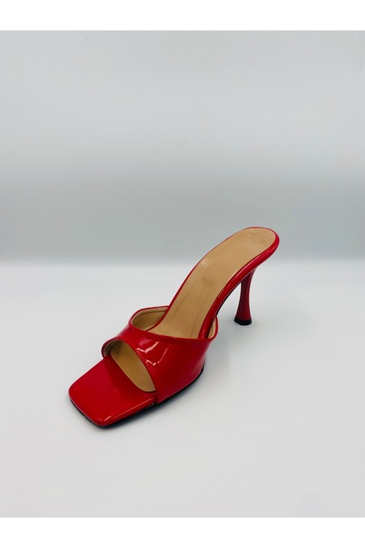 Aslının Butiği Real1 Women's Patent Leather 9cm Heeled Slippers - Fashionable and Comfortable High Heels