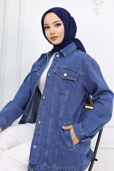 benguen Μπουφάν τζιν με μπλέ Navy 704 Hijab