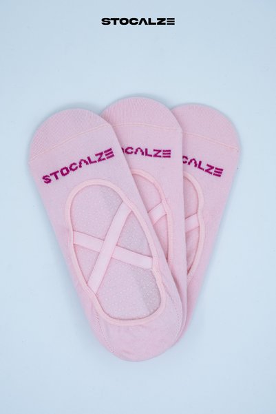STOCALZE Women's Pilates Socks. Box of 3 Black White Purple Pink Green Colored Anti-Slip Soles.