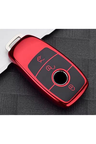 emii auto spare parts Mercedes Benz Key Case - Compatible with A/C/E/S Model, Red Glossy