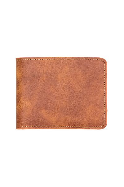 PLM Men's Wallet - Pier Genuine Leather, Handmade, Caramel