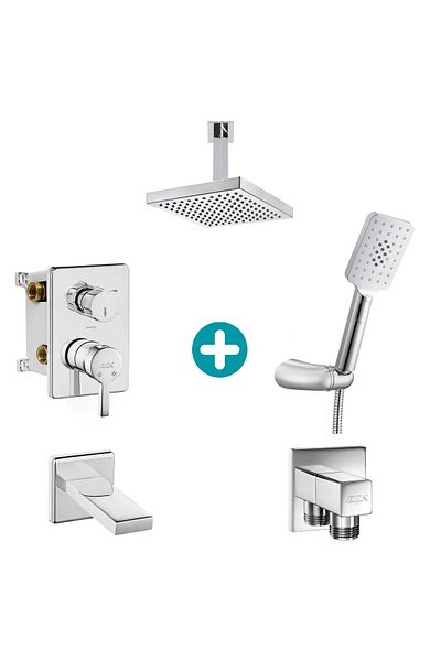 Eca Recessed Bathroom Shower Set - All Parts Including Faucet Ceiling