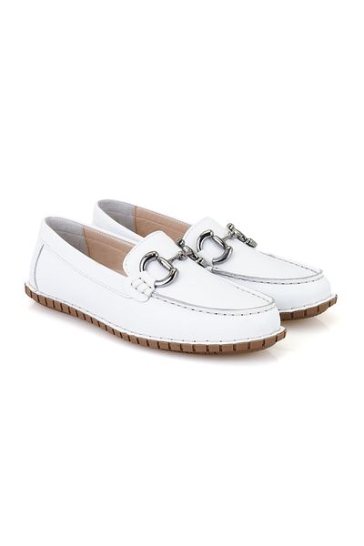 Desa Loafer alb din piele confortabilă de damă