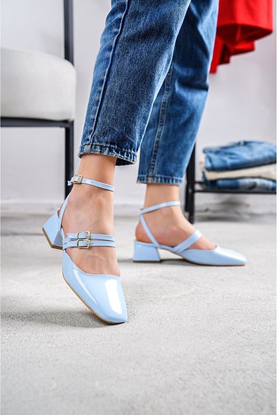 DİVOLYA Kohana Baby Blue Double Helmet Pantofi casual cu toc tocit