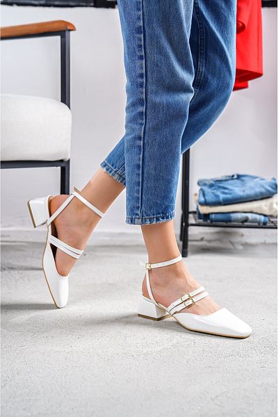 DİVOLYA Cască dublă albă albastră - Pantofi casual Küt Toe cu toc