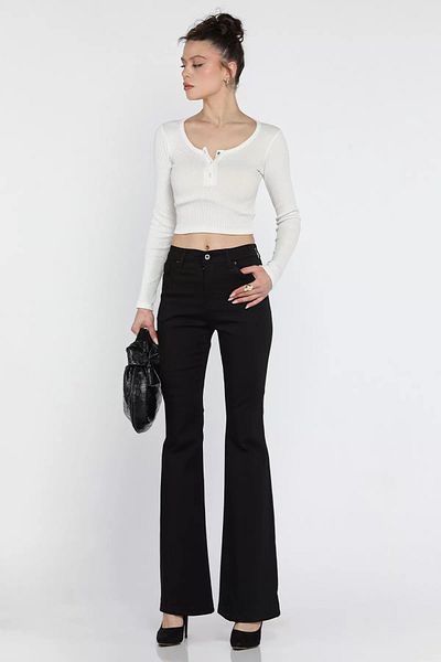 GÜLSELİ Black Wide Leg High Waist Women's Jeans