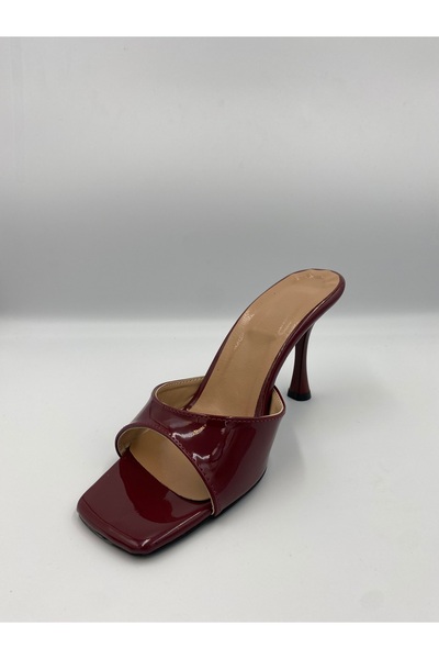 Aslının Butiği Real1 Women's Patent Leather 9cm Heeled Slippers - Fashionable and Comfortable High Heels