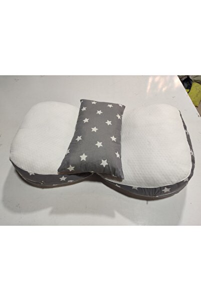 nisa baby tasarım gri yıldızlı beyaz hamile yastı enzirme enzirm bebek gaz çı...