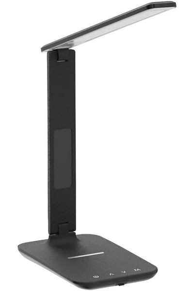 COOYA LED Desk Lamp,with Wireless Charger,with Built-in Clock, Calendar,Thermometer and Automatic Timing