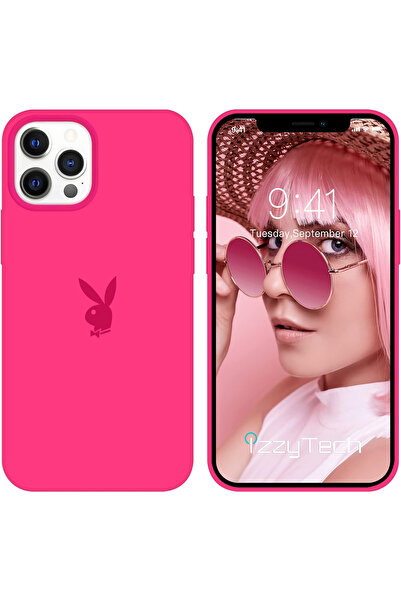 izzytech حافظة سيليكون لهاتف آيفون 13 برو، شعار بلاي بوي، سطح داخلي مخملي، حا...