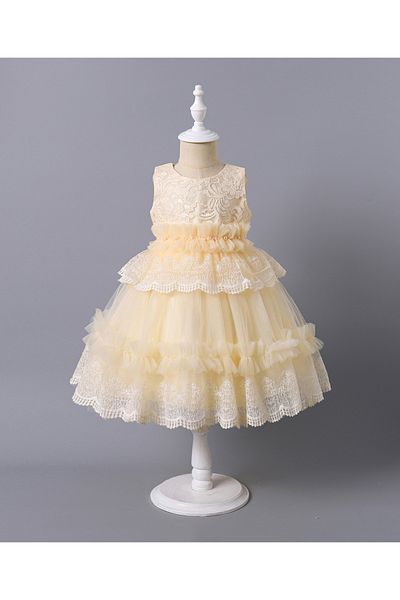 Mark & Mia Mark & Mia Lace Embellished Floral Party Dress with Bow Detailing - Yellow