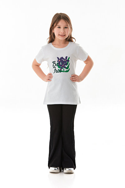 Fulla Moda Κοριτσίστικο μπλουζάκι από 100% βαμβάκι με φλοράλ στάμπα μπροστά και πίσω