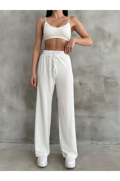 MAMAYAGA Women's High Waist Elastic Waist 100% Cotton Wide Leg Comfortable Fit Sports Stylish Jogger Pants