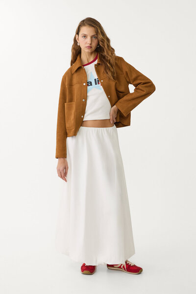 Stradivarius Poplin balloon midi skirt