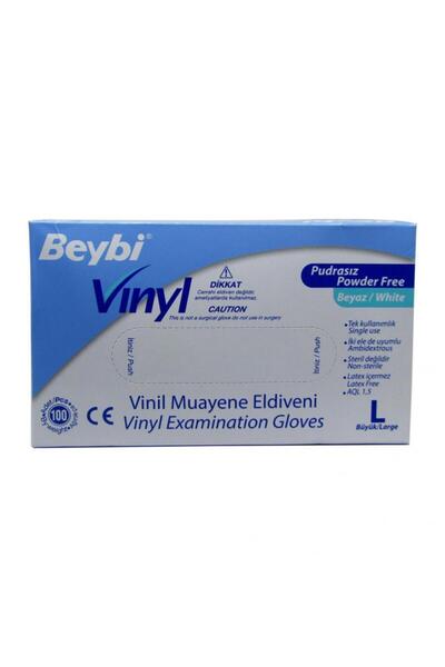 Beybi Vinyl ** M Beden ** Vinil Pudrasız Muayene Eldiveni 100'lük Kutu M Bedendir