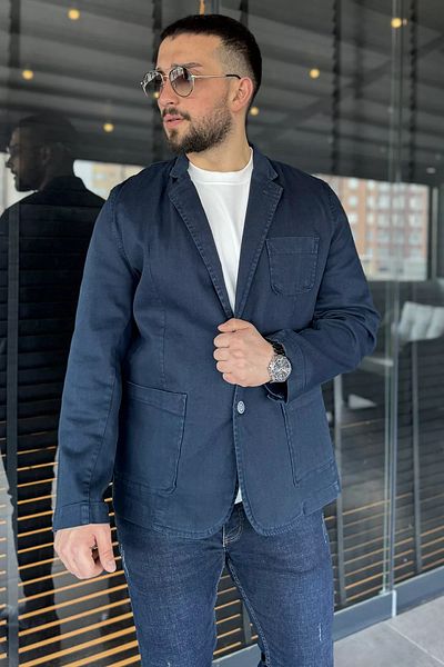 MİSHAR İTALİA Мъжко дънково яке Petrol Oversize Jean