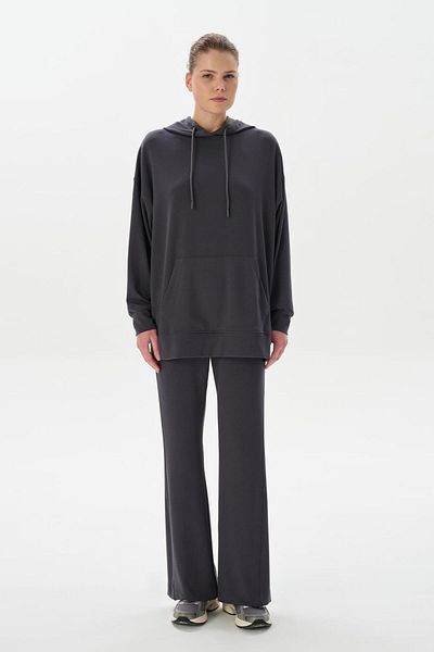 KADRİYE BAŞTÜRK Oversize Sweatshirt - Modal Knitted Hooded Smoked