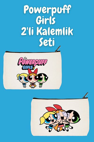 designedfy Powerpuff Girls 2-Piece Makeup Bag Advantage Set, Στυλό, Πορτοφόλι, Τσάντα Tote