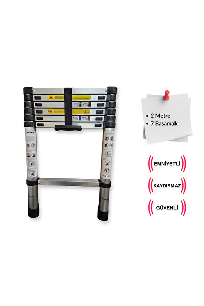Endokon 7 Basamaklı - 200 Cm. Teleskopik Alüminyum Merdiven - I Tipi Uzayan Merdiven