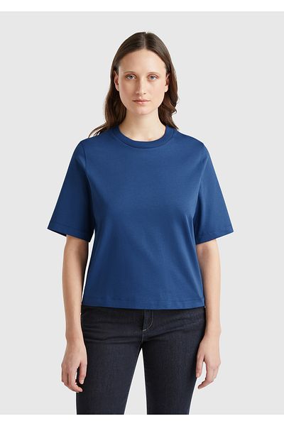United Colors of Benetton Tricou de damă din denim 100% bumbac cu croială boxy
