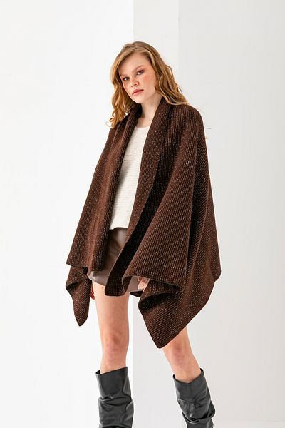 Wega Moda Glitter Plain Knit, Κομψό άνετο μαλακό σάλι ώμου - Αξεσουάρ για μπράτσα