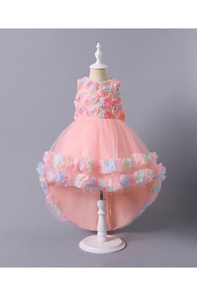 Mark & Mia Mark & Mia 3D Floral Embellished & Back Bow Detailed Sleeveless Long Tail Gown - Pink