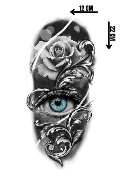 Barly Geçici Göz Ve Gül Figürlü Dövme Tattoo