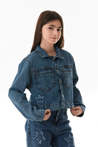 Fulla Moda Jachetă de blugi pentru fetiță cu broderie cu stele