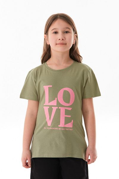 Fulla Moda Κοριτσίστικο μπλουζάκι από 100% βαμβακερό Glitter Love Text