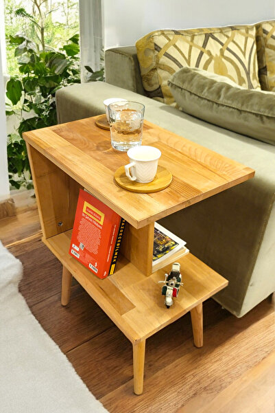 PEKA Lüx Naturel Ahşap Yan Sehpa - Salon - Oturma Odası Zigon Sehpa - Safir Meşe