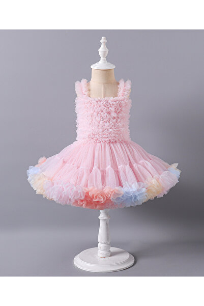 Mark & Mia فستان توتو بدون أكمام بتصميم متعدد الطبقات من مارك وميا - وردي