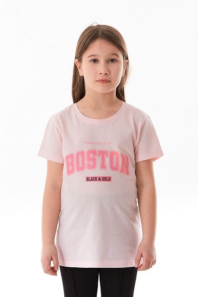 Fulla Moda Κοριτσίστικο μπλουζάκι από 100% βαμβάκι Boston Text Printed