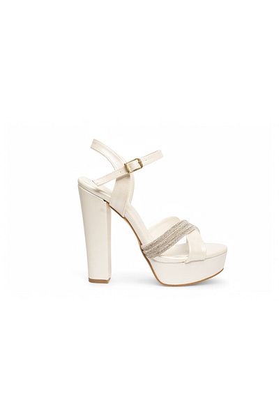 Lölük Moda Women's High Heels Platform Wedding Dress Engagement Wedding Mother of Pearl White Stone Shoes