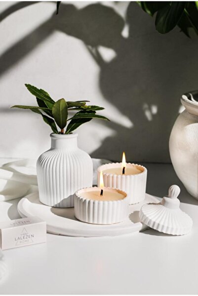 LALEZEN HOME Tepsili vazolu set 2 mumlu