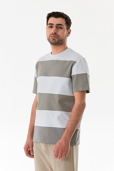 Fulla Moda Μπλουζάκι με ριγέ λαιμόκοψη Oversize