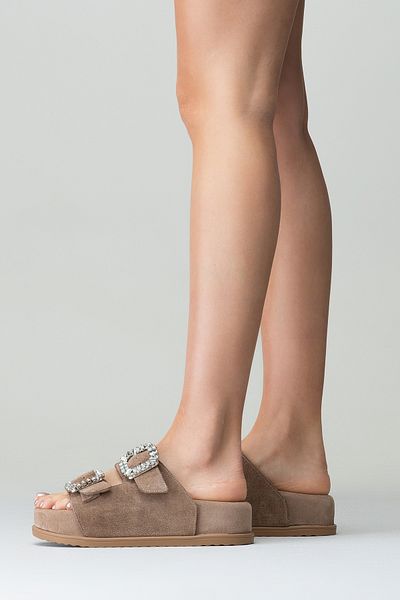 Zeynep Sıradağlı Selvia Γυναικείες Δερμάτινες Παντόφλες Mink Suede