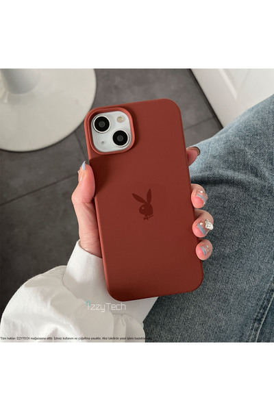 izzytech حافظة هاتف آيفون 15، شعار بلاي بوي، سطح داخلي مخملي، حافظة مقاومة لل...