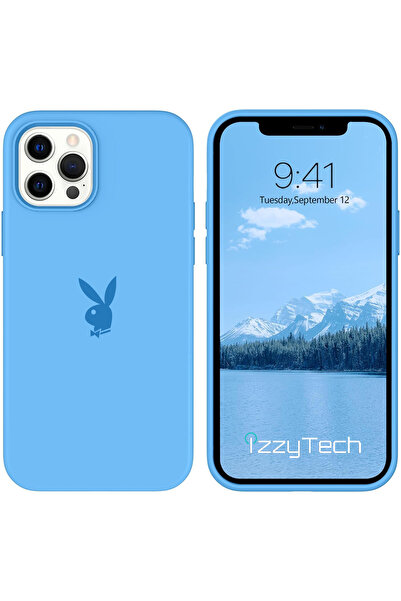 izzytech حافظة سيليكون لهاتف آيفون 13 برو، شعار بلاي بوي، سطح داخلي مخملي، حا...