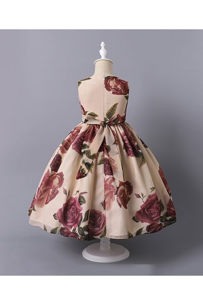 Mark & Mia Mark & Mia Floral Printed Bow Embellished Dress - Beige