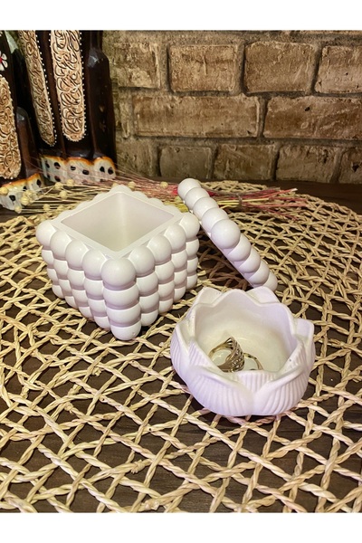 Rüya Dizayn Hediyelik dekoratif Lotus çiçeği ve kapakl boncuk desenli takı ku...