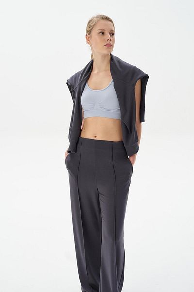 KADRİYE BAŞTÜRK Modal Knitted Front Stitched Trousers Smoked
