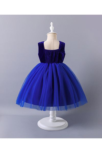 Mark & Mia Mark & Mia Sequins Embellished & Bow Detailed Sleeveless Tulle Dress - Blue