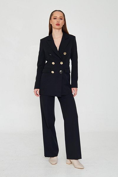 LOVELF Large Gold Buttoned Double Breasted Suit Black