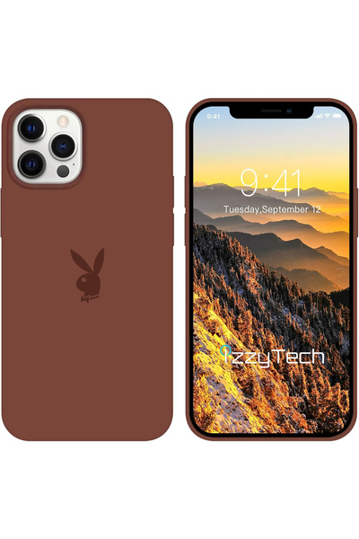 izzytech حافظة سيليكون لهاتف آيفون 14 برو، شعار بلاي بوي، سطح داخلي مخملي، حا...