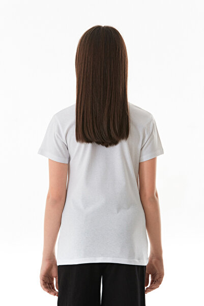 Fulla Moda Κοριτσίστικο μπλουζάκι από 100% βαμβακερό κείμενο και λουλούδι με στάμπα με λαιμόκοψη