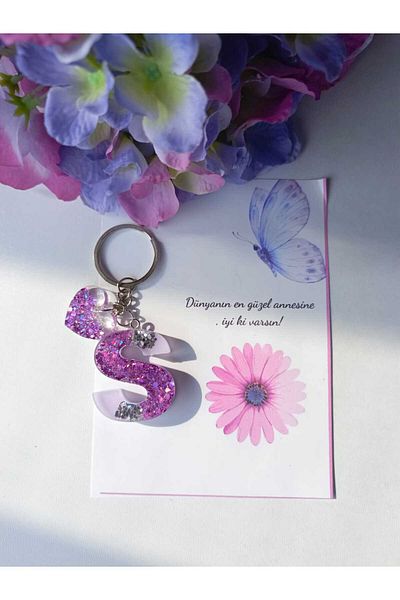 demirbasavm Mother's Day Special Handmade Letter S Epoxy Keychain