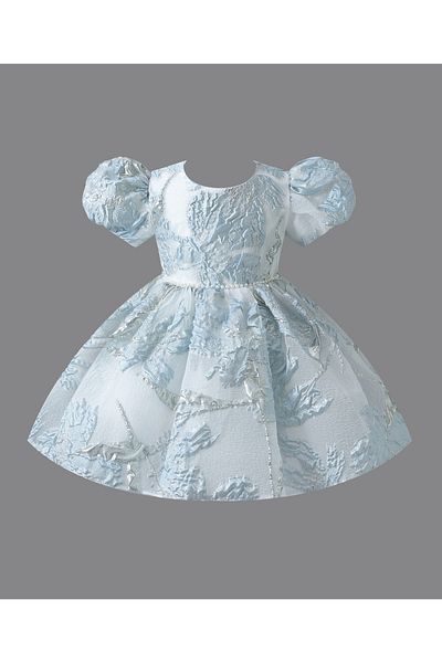 Mark & Mia Mark & Mia Short Puffed Sleeves Pearl Embellished Dress - Sky Blue