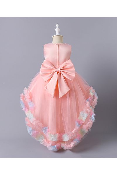 Mark & Mia Mark & Mia 3D Floral Embellished & Back Bow Detailed Sleeveless Long Tail Gown - Pink